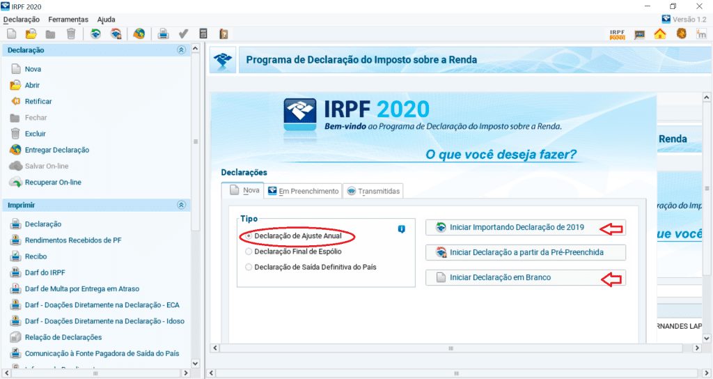 imposto de renda importar dados