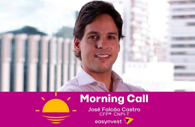 Homem sorrindo, José Falcão Castro, em banner promocional "Morning Call" da easyinvest.
