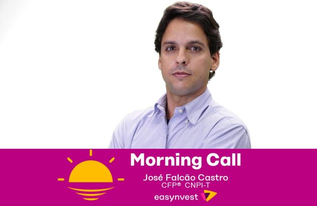 Retrato de José Falcão Castro, apresentador do "Morning Call" da Easyinvest. Homem em camisa azul, fundo branco.