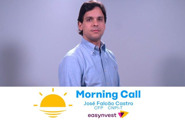 Homem, José Falcão Castro, camisa azul, olhando para câmera. Banner com "Morning Call" e Easyinvest.