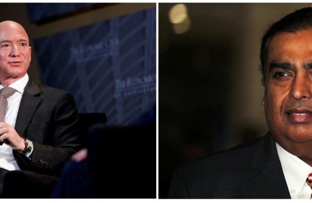 Jeff Bezos e Mukesh Ambani/Reuters