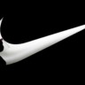 Logo da Nike, com o perfil de uma pessoa a frente, ilustrando o tema "história da Nike".