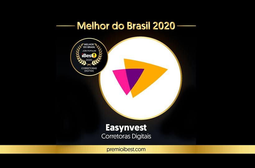 Easynvest, corretora digital, premiada como 'Melhor do Brasil 2020'.