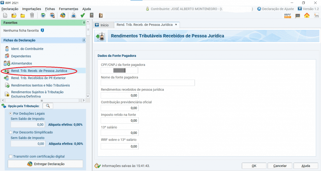 IR rendimentos de PJ