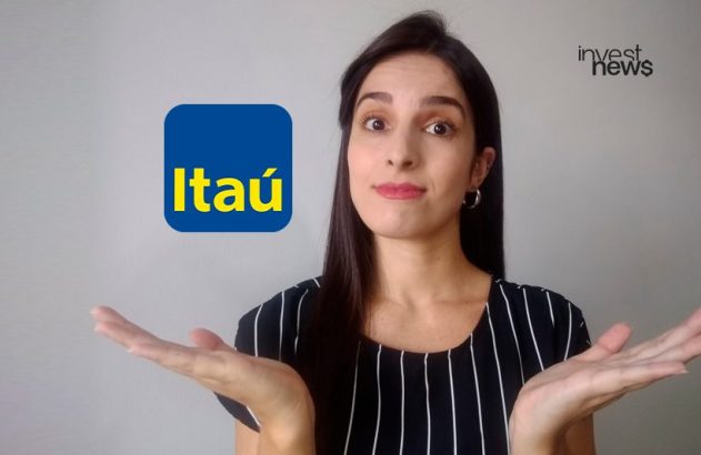 Mulher com mãos abertas e expressão de surpresa, junto ao logo Itaú e InvestNews.