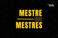 Texto "MESTRE DOS MESTRES" em amarelo sobre fundo estrelado preto, com logo InvestNews no canto superior.