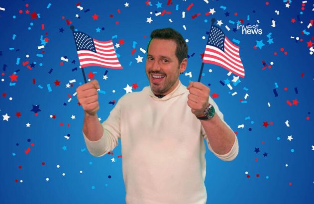 ´dony de nuccio com bandeirinhas dos eua nas mãos