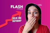Mulher surpresa com mão na boca, seta para cima e a pergunta 'SELIC VAI DISPARAR?'. Conteúdo Investnews.