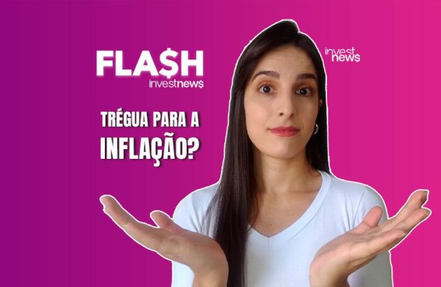 Mulher com mãos abertas e olhar questionador, ao lado do texto "Trégua para a Inflação?" e logomarca Investnews.
