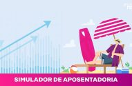 Gráfico de crescimento financeiro e pessoa desfrutando aposentadoria na praia. Simulador de Aposentadoria.