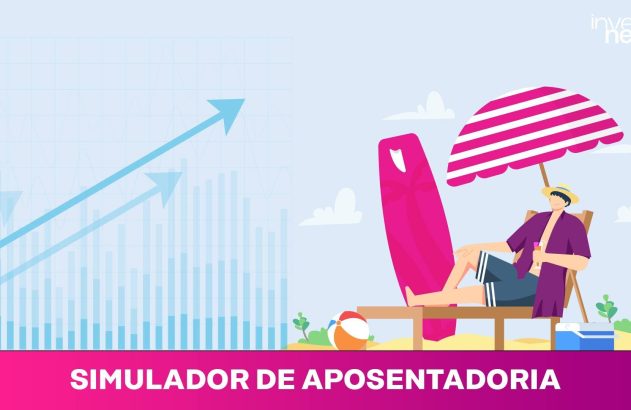 Gráfico de crescimento financeiro e pessoa desfrutando aposentadoria na praia. Simulador de Aposentadoria.