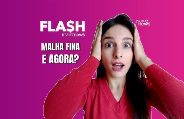 Mulher com mãos na cabeça e expressão de espanto. Texto: 'MALHA FINA E AGORA?'.