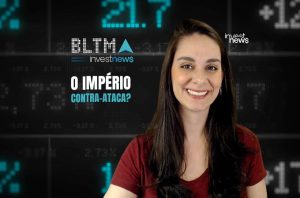 Mulher sorrindo em fundo financeiro digital com título "O IMPÉRIO CONTRA-ATACA?" e logo Investnews.