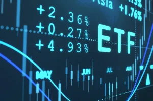 uma tela com dados financeiros, com gráficos, números e a sigla ETF