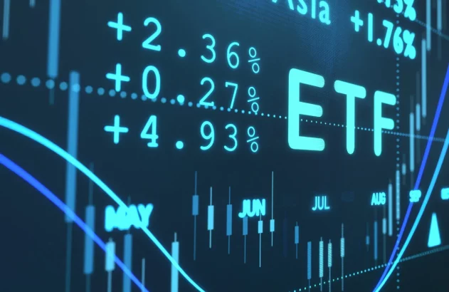 uma tela com dados financeiros, com gráficos, números e a sigla ETF