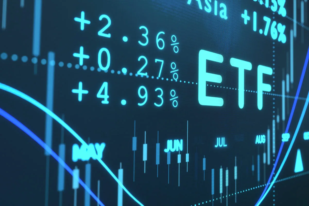 uma tela com dados financeiros, com gráficos, números e a sigla ETF