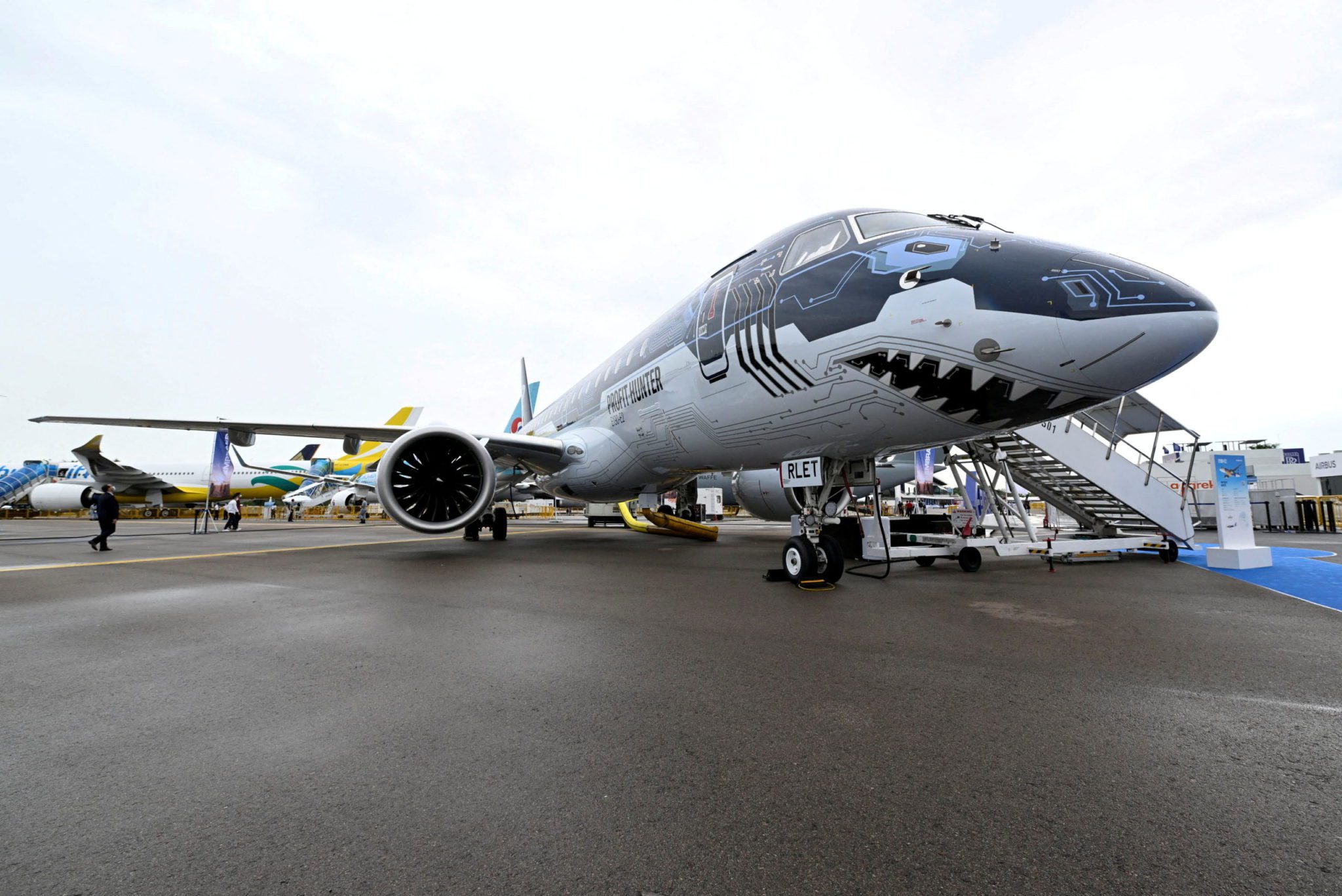 Aeronave E190-E2 da Embraer, no Singapore Airshow