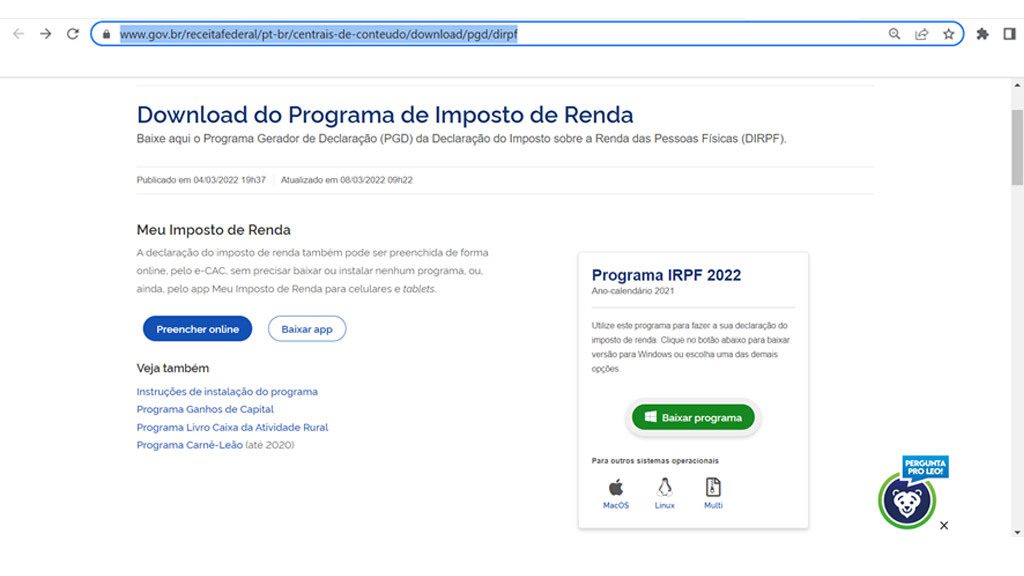 programa de imposto de renda para fazer download