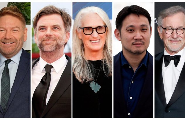 Cinco retratos de cineastas, incluindo Kenneth Branagh, Jane Campion e Steven Spielberg.