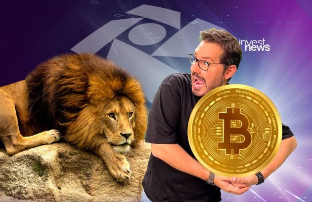 Dony De Nuccio com criptomoeda nas mãos fugindo do Leão