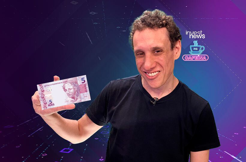 Samy Dana com uma nota de R$5