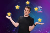 Homem com expressão confusa, estrelas douradas flutuam ao redor. Logo Invest News Cafeína.