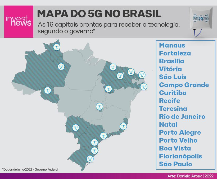 Mapa do 5G em julho/2022