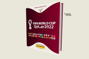 Capa do álbum da Copa do Mundo FIFA Catar 2022 da Panini, exibindo o logo e bandeiras de países.