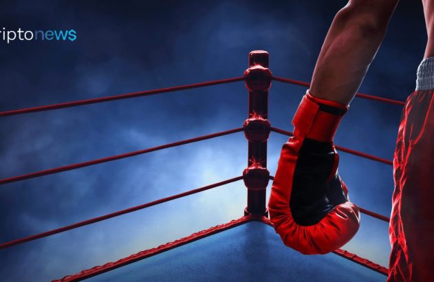 Luva vermelha de box no ringue