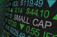 Painel digital de bolsa de valores com dados financeiros, incluindo cotações de "SMALL CAP" e tendências.