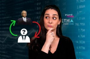 Mulher reflete sobre possível substituição de figura política (Paulo Guedes) em cenário econômico e financeiro.