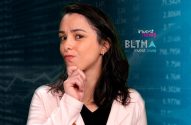Mulher pensativa, mão no queixo. Ao fundo, dados financeiros e os logos Investnews e BLTMA.