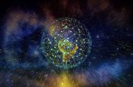 Planeta terra visto do espaço com diversas conexões entre os países