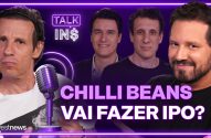 Quatro homens, microfone. Título "Chilli Beans vai fazer IPO?". Programa de finanças Investnews.