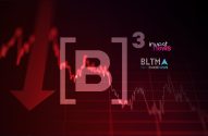Imagem com o símbolo '[B]³' e um gráfico de bolsa em queda com seta vermelha descendente. Logos 'investnews' e 'BLTMA'.
