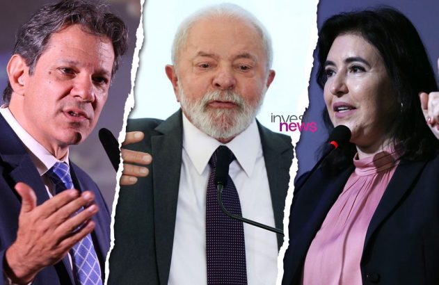 O ministro da Fazenda, Fernando Haddad, o presidente da República, Luiz Inácio Lula da Silva, e a ministra do Planejamento, Simone Tebet (Fotos: José Cruz/ Lula Marques / Agência Brasil)