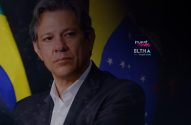 Homem sério em terno, com bandeiras do Brasil e amarela/azul ao fundo. Logotipos 'invest news' e 'BLTMA'.