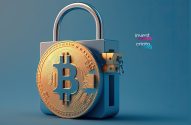 Cadeado com símbolo do Bitcoin, representando segurança em criptomoedas.
