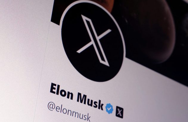 Perfil de Elon Musk na plataforma X (antigo Twitter), exibindo a nova logo "X" como foto.