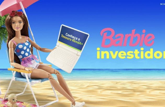 Imagem no perfil do Ministério da Fazenda sobre o Tesouro Renda+, utilizando imagem da Barbie (Imagem: Reprodução)