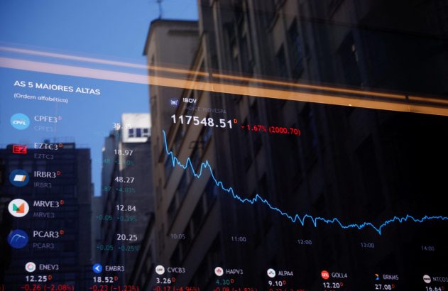 Painel eletrônico na B3 em São Paulo