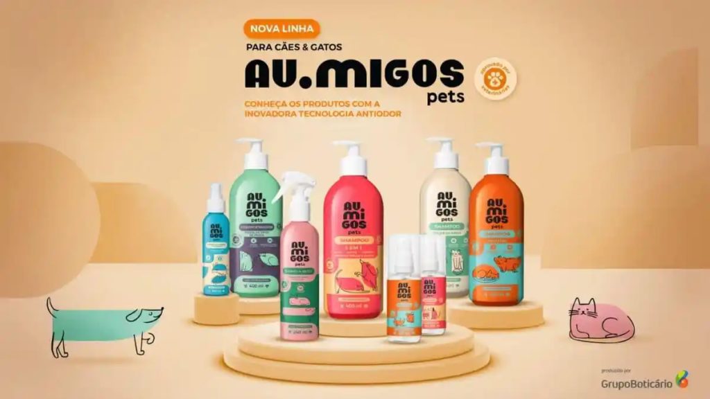 Produtos da marca Au.Migos Pets, do Boticário