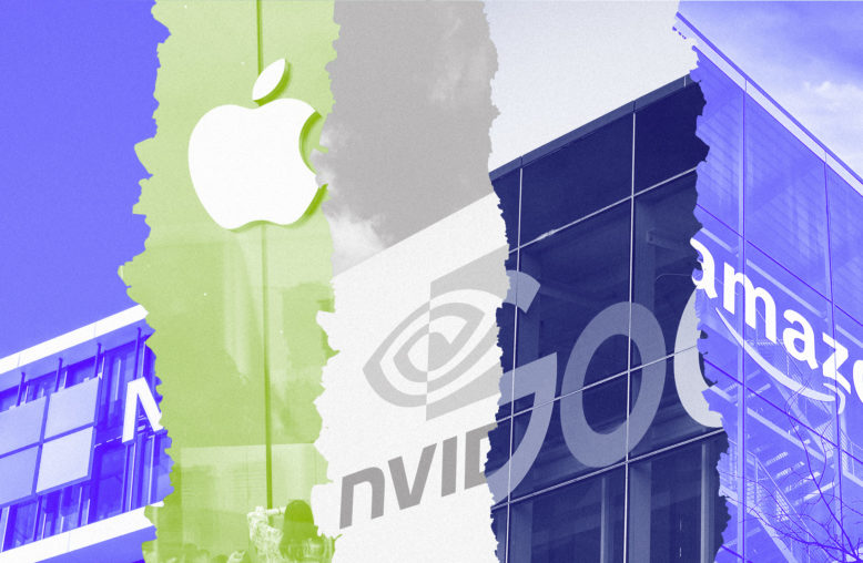 Montagem Big Five: Microsoft, Apple, NVidia, Google, Amazon