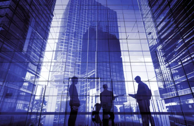 Projeto de desenvolvimento imobiliário comercial, desenvolvedores e investidores planejando edifícios de escritórios. Engenheiro. Arquitetura. Negócios