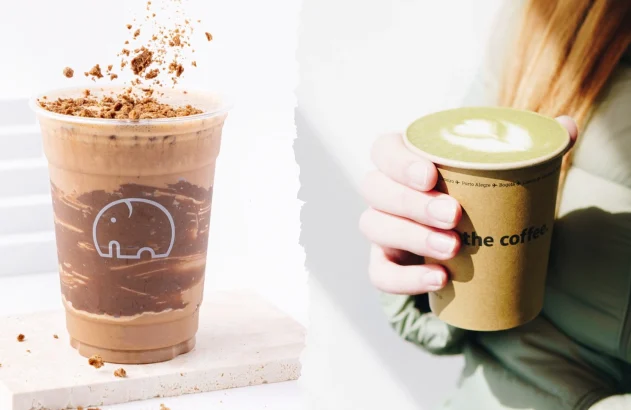 Montagem com as marcas das cafeterias asiáticas The Coffee e We Coffee