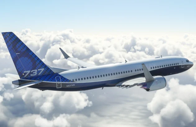 Boeing 737 Max 8 comercial voando, 22 de fevereiro de 2022, São Paulo, Brasil.