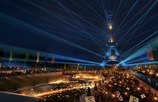 Uma visualização da cerimônia de abertura dos Jogos Olímpicos de Paris de 2024 é mostrada neste folheto sem data obtido em 13 de dezembro de 2021. Paris 2024/Florian Hulleu/Folheto via REUTERS