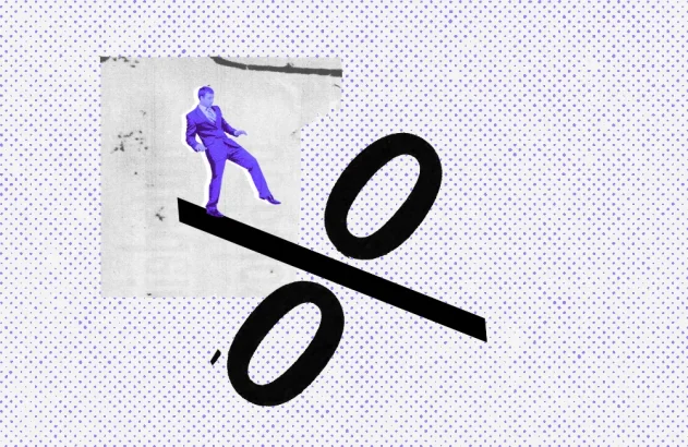 Ilustração representando variação de percentual; taxa de juros; inflação