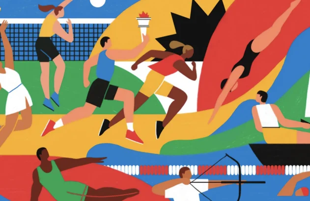 Ilustração representando\ esportes praticados nos Jogos Olímpicos