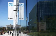 Uma placa foi colocada em frente à nova Meta Store em 04 de maio de 2022 em Burlingame, Califórnia. Foto: Justin Sullivan/Getty Images